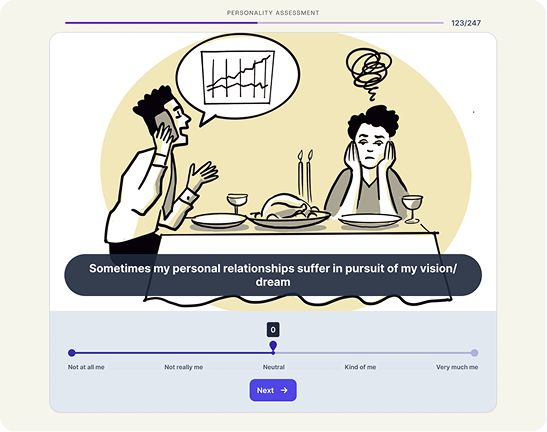 Personality Assessment - Behavioral questionnaire interface